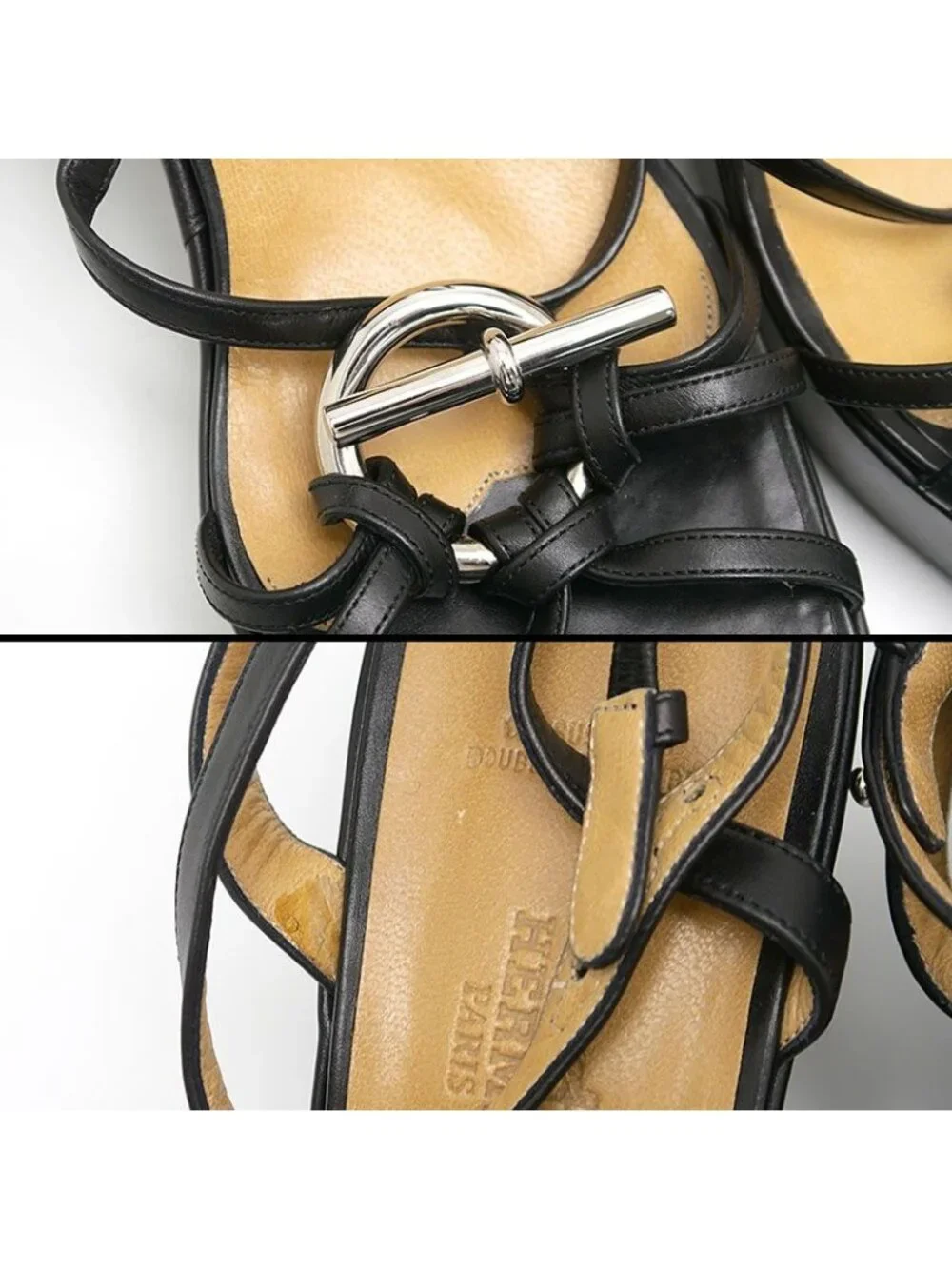 Hermes Echape Sandals 38.5 Black - Picture 5 of 8